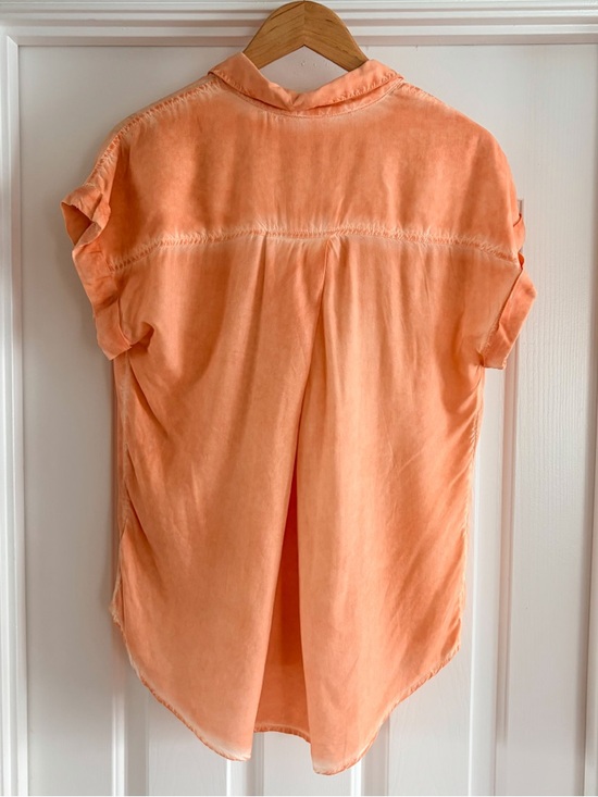 BLL New York Peach Acid Wash Viscose Button Down Top Small - Picture 4 of 8